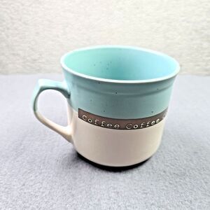 Coffee Mug Boston Warehouse 20 Oz Aqua Blue Colorblock Metallic Strip Modern